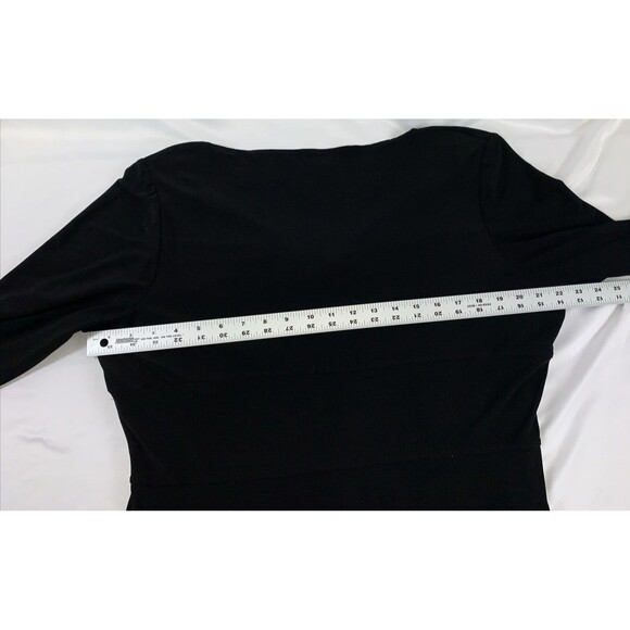 Chaps Classic Midi 3/4 Sleeve V Neck Twist Front Black Party Dress Woman's 1X - Picture 13 of 15
